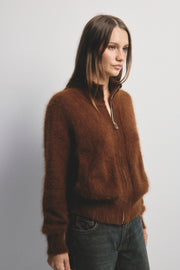 World Of Nomads II FELIX Zip Up Cashmere Bomber - Chocolate
