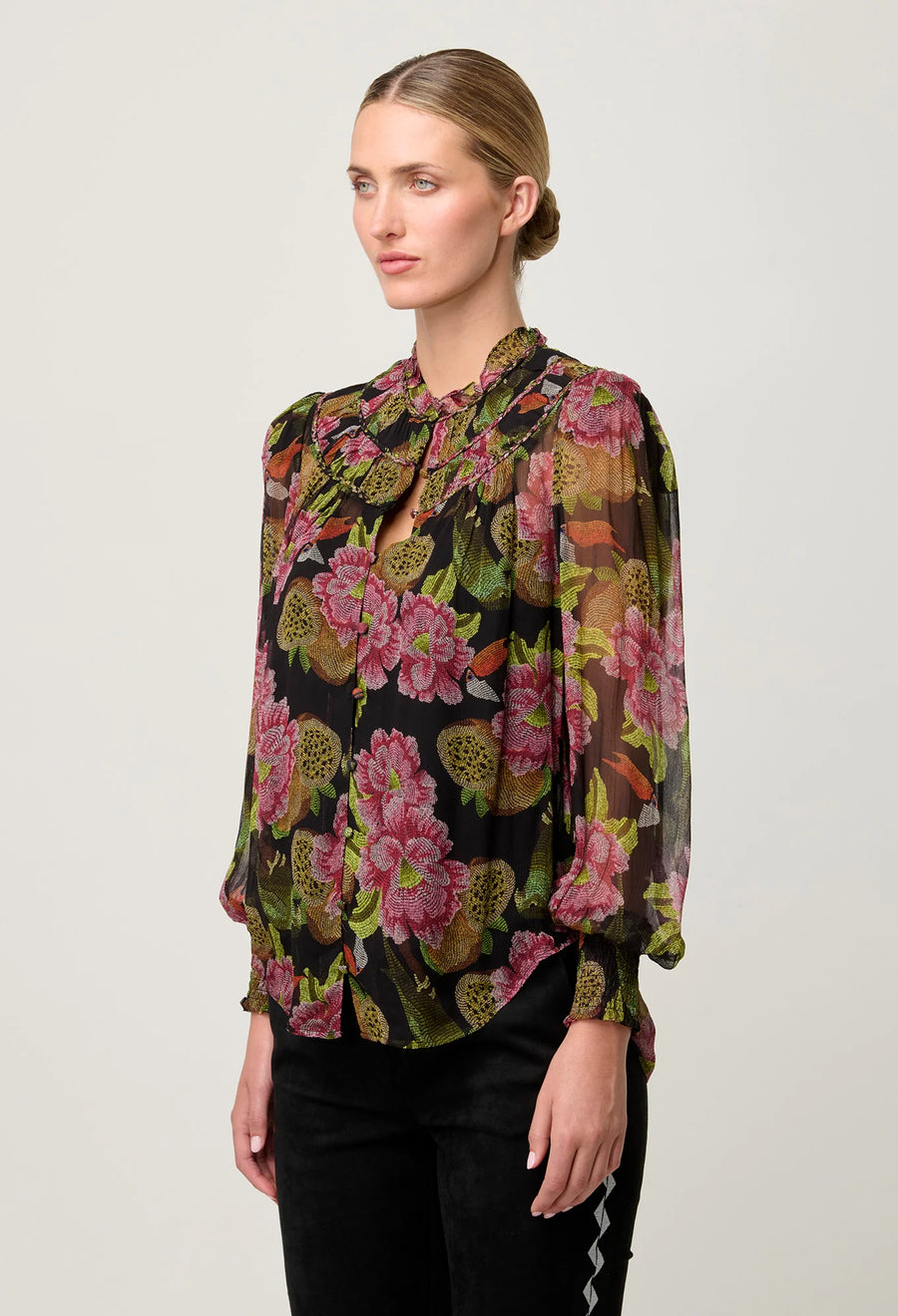 OnceWas II ESTRELLA Chiffon Blouse - Winter Granadilla