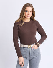 Foxwood II SCOOP RIB LONG SLEEVE TOP - Coffee