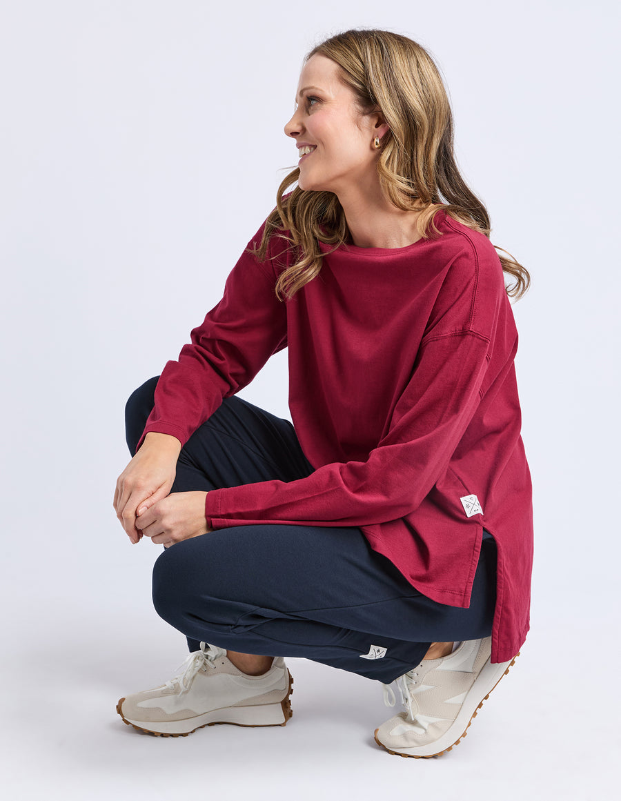 Elm Lifestyle II RENEE L/S Tee - maroon