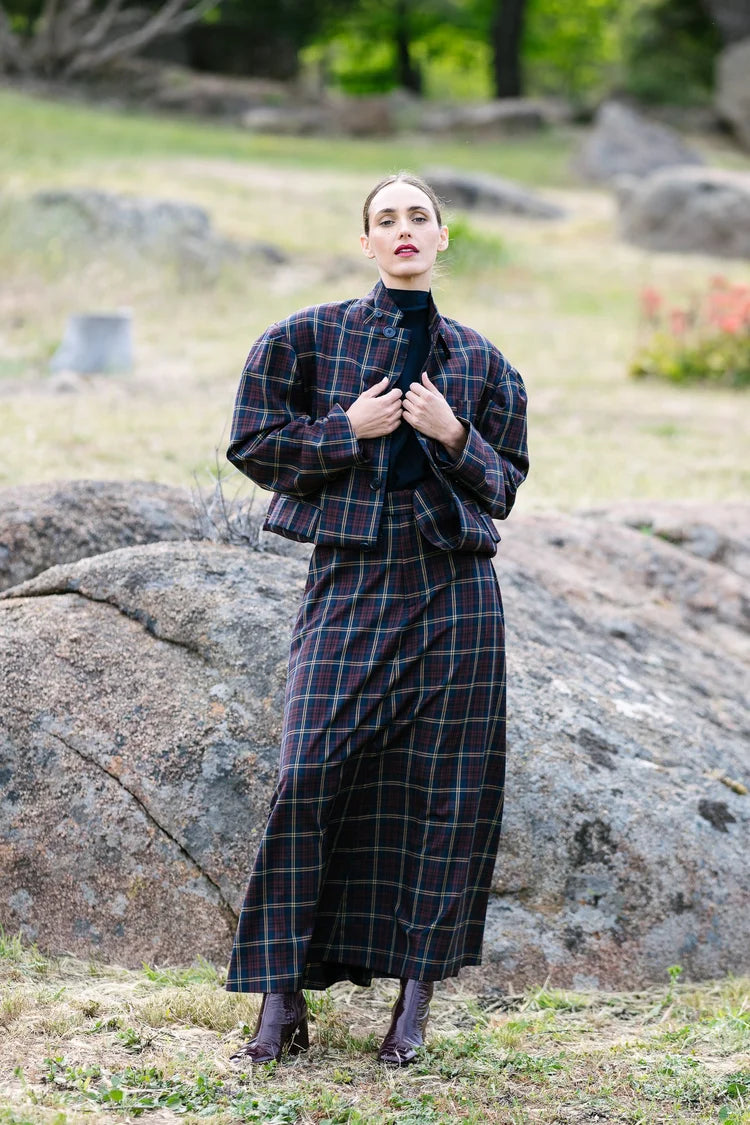 Maud Dainty II SKYE JACKET - Navy/Red Check