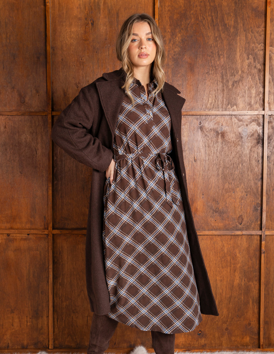 FOXWOOD II EDISON CHECK DRESS - Chocolate