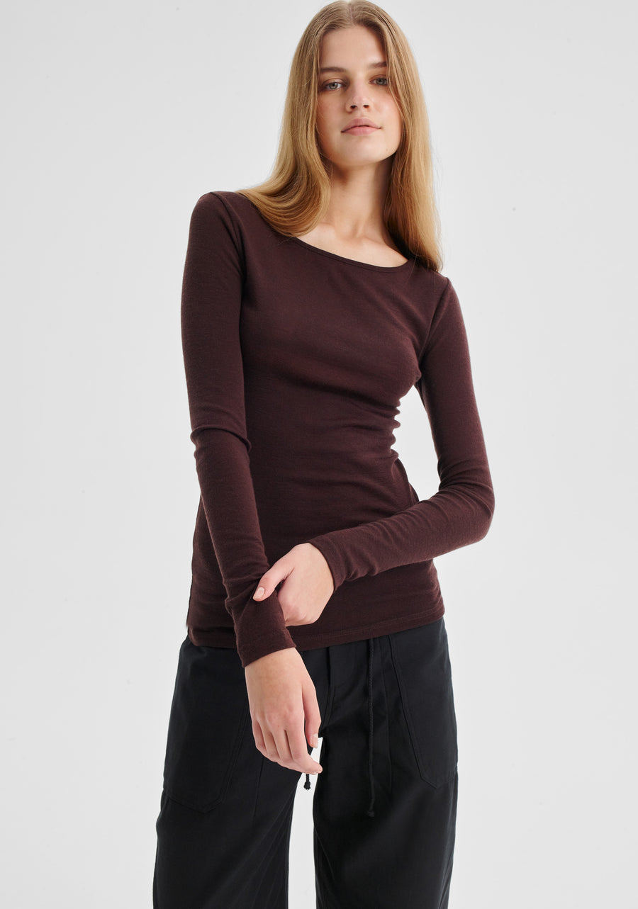 Morrison II MORRI Merino Round Neck - espresso