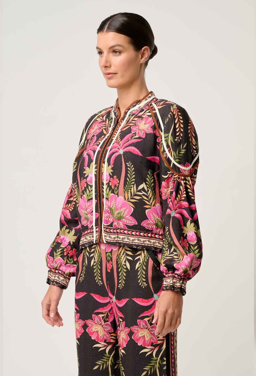 OnceWas II ARABELLA Reversible Viscose Detail Jacket - Anthos Lotos / Black