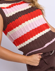 Foxwood II HAVEN STRIPE KNIT VEST TOP - Red