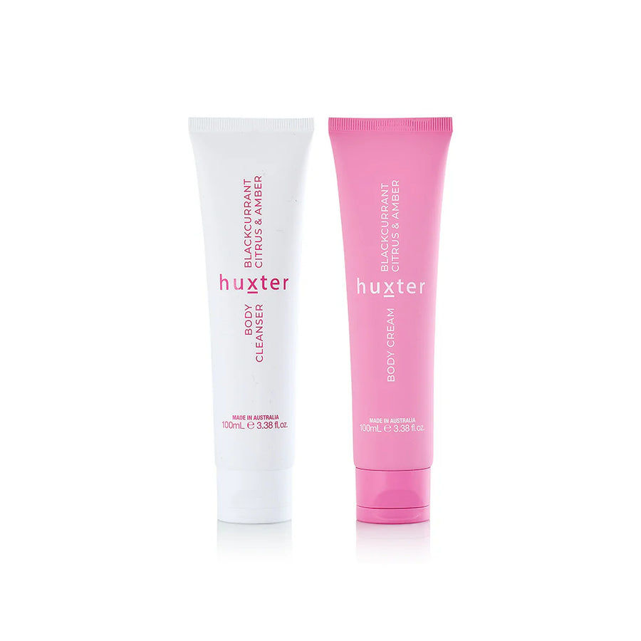 Huxter II Body Care Duo - Xmas Flowers Collection - 100ml Body Cleanser & 100ml Body Cream - Blackcurrant, Citrus & Amber