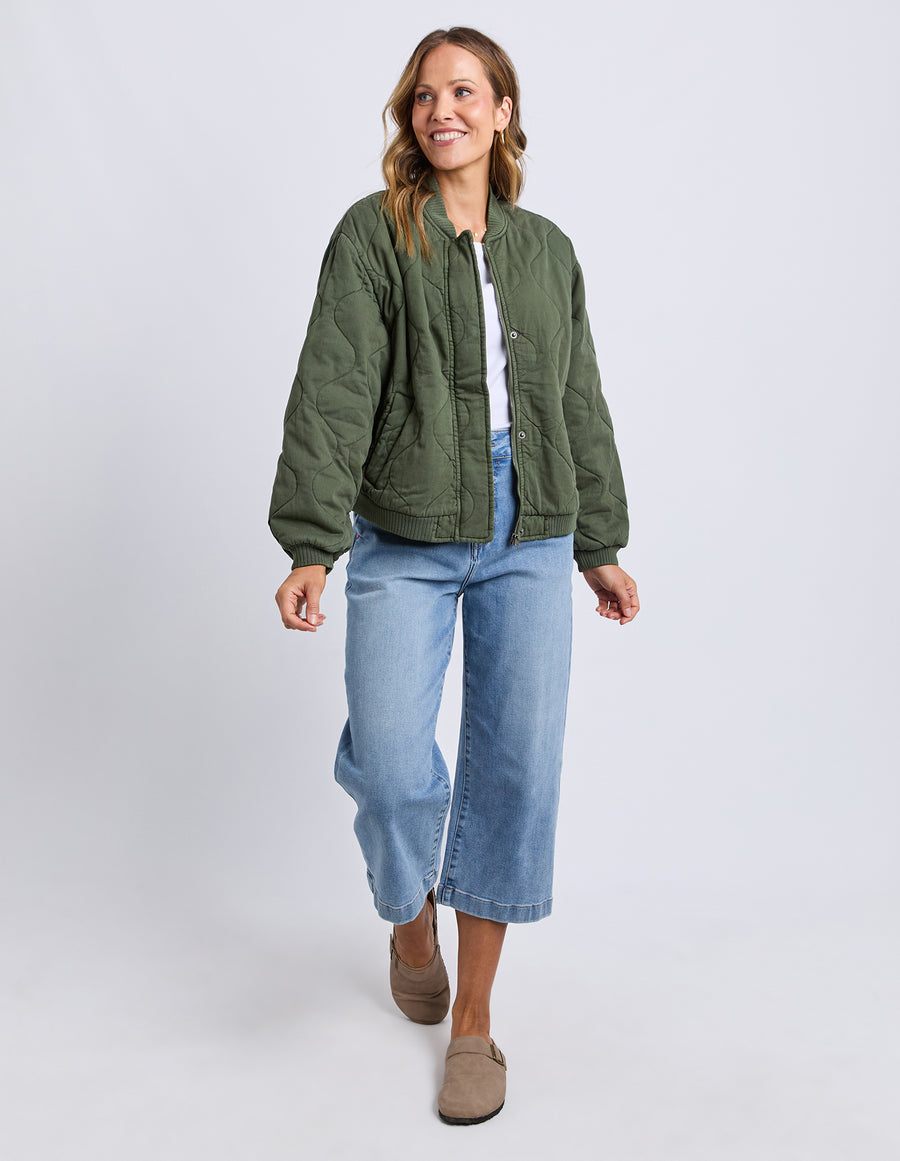 Elm Lifestyle II JEAN Quilted BOMBER Jacket - clover