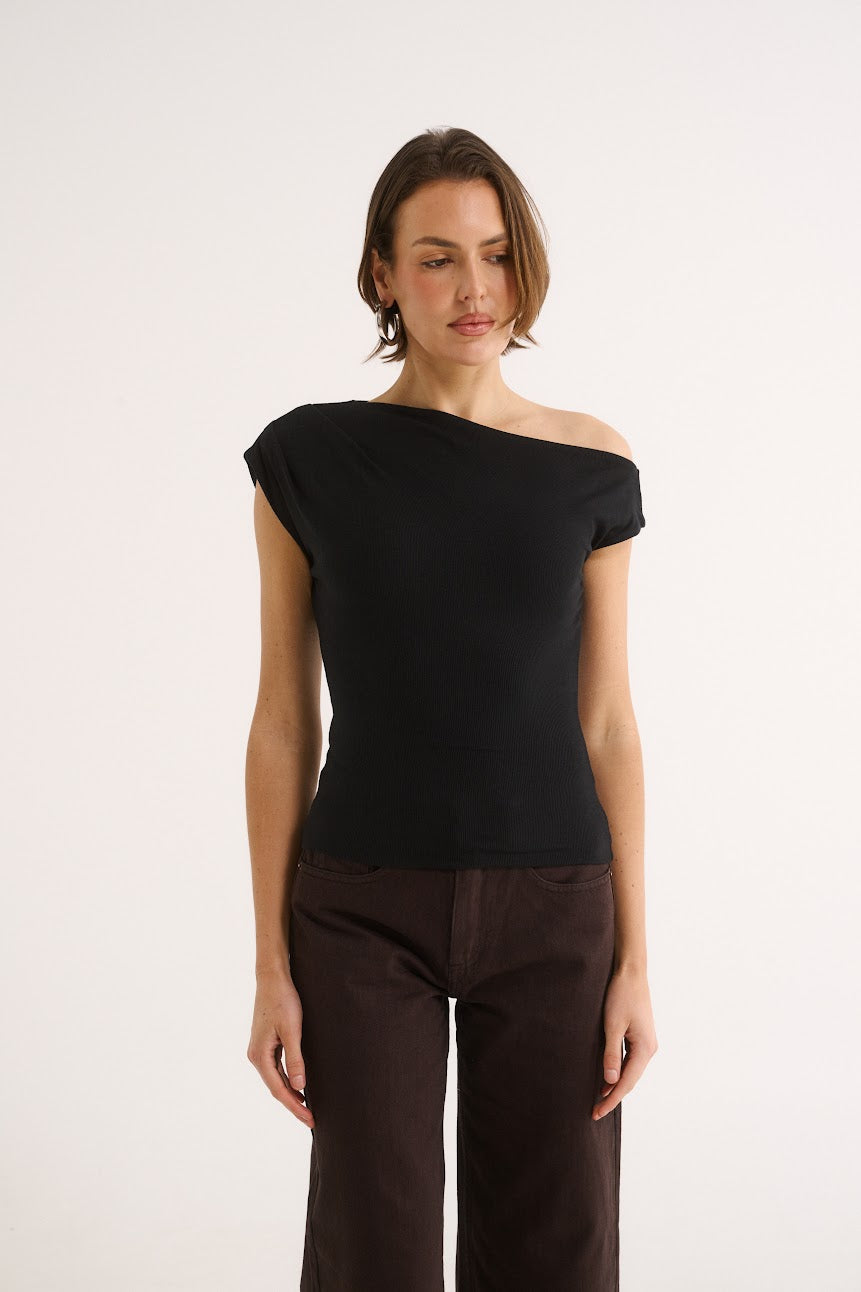 Primi II VALENTINA OFF SHOULDER TOP - Black