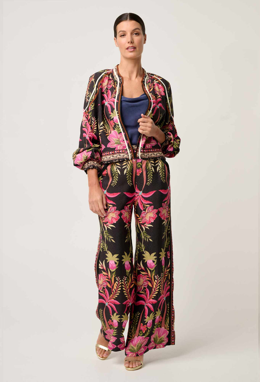 OnceWas II ARABELLA Reversible Viscose Detail Jacket - Anthos Lotos / Black