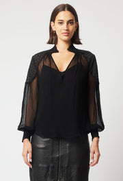 Oncewas II PHEONIX Contrast Shoulder Blouse - black