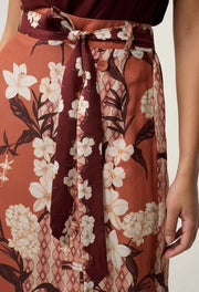 OnceWas II ADRIA FAILLE BUTTON Midi Skirt - amber vine