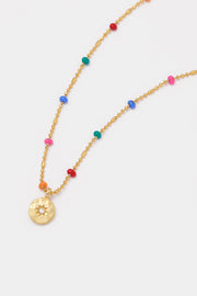 Estella Bartlett II CZ Pendant Rainbow Beaded Necklace