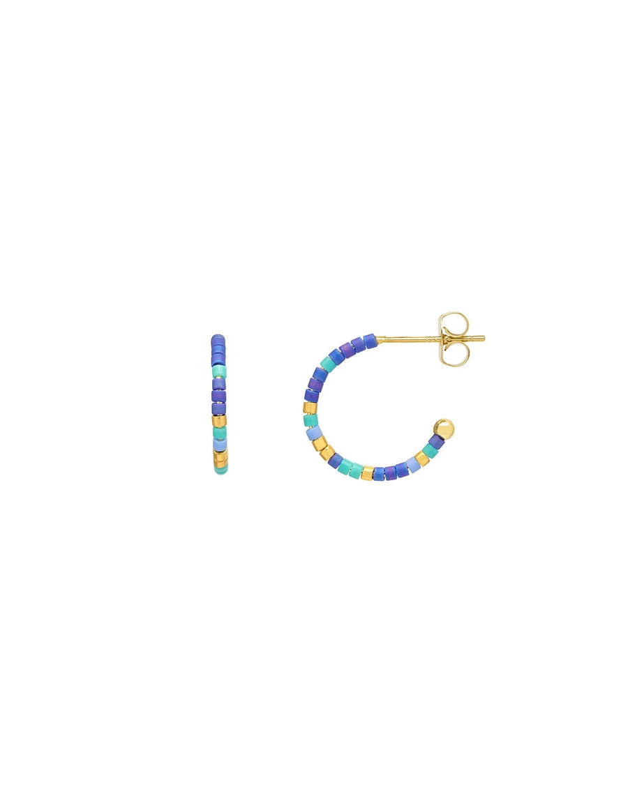 Estella Bartlett II Night Sky Beaded Hoop Earrings - Yellow Gold