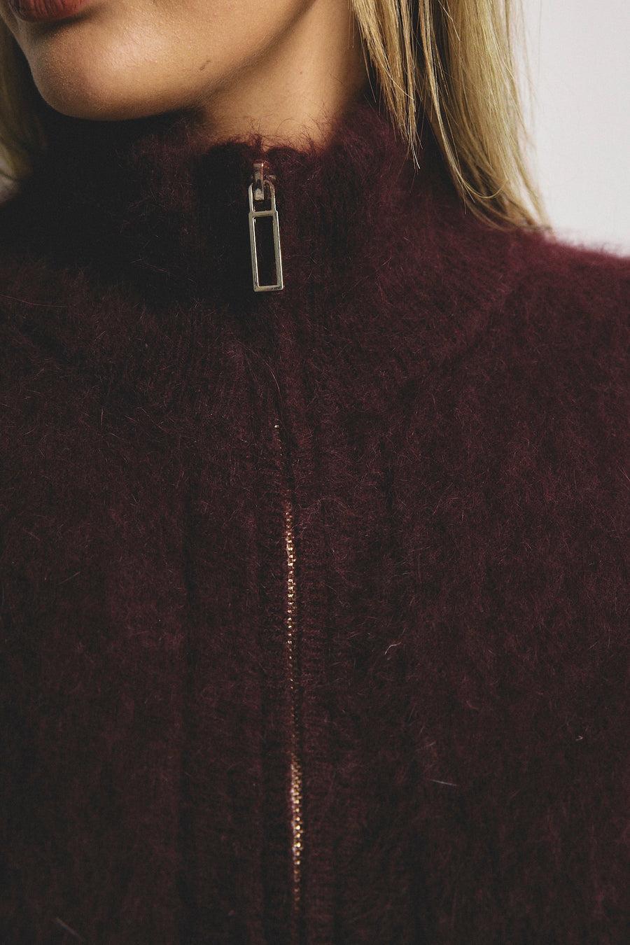 World Of Nomads II FELIX Zip Up Cashmere Bomber - Aubergine