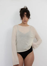 Pinky & Kamal II Light Weight KNIT & SCARF - cream