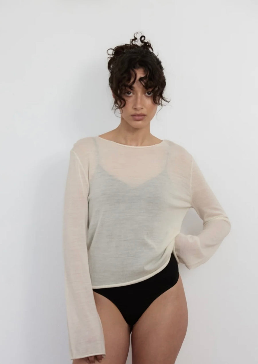 Pinky & Kamal II Light Weight KNIT & SCARF - cream