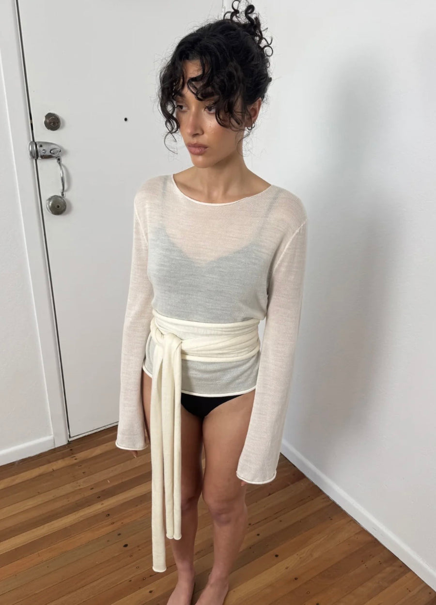 Pinky & Kamal II Light Weight KNIT & SCARF - cream