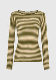 Morrison II MORRI Merino Stripe Round Neck - avocado/birch