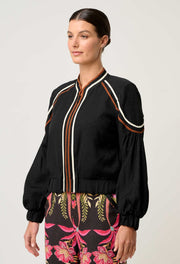 OnceWas II ARABELLA Reversible Viscose Detail Jacket - Anthos Lotos / Black