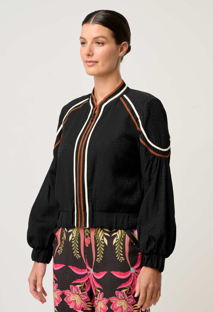 OnceWas II ARABELLA Reversible Viscose Detail Jacket - Anthos Lotos / Black