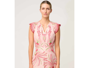 OnceWas II ASEEL Linen Viscose Flutter Sleeve Scallop Embroidered Top - Palmarosa