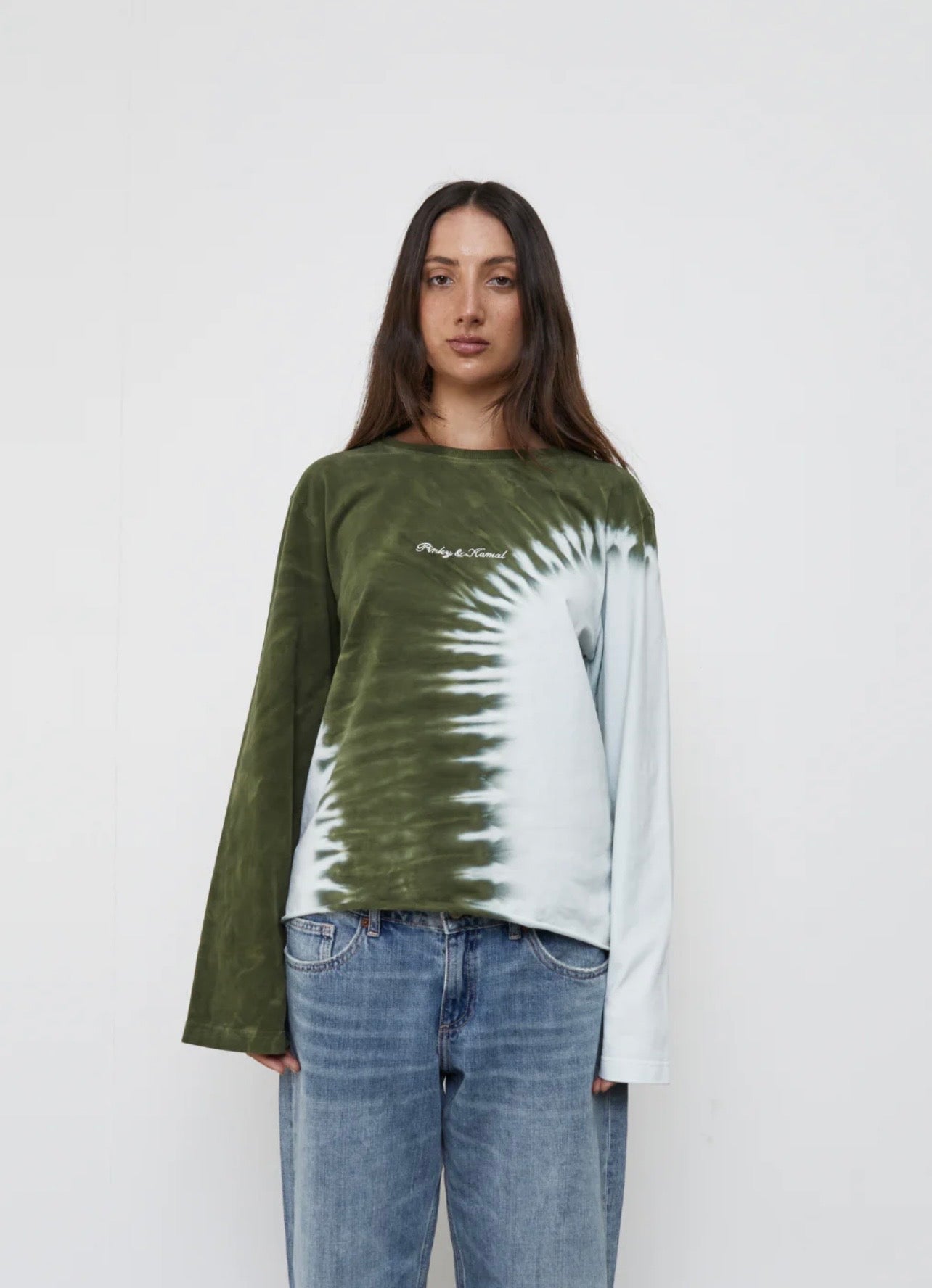 Pinky & Kamal II TIE DYE LONG SLEEVE TOP - Blue/Green