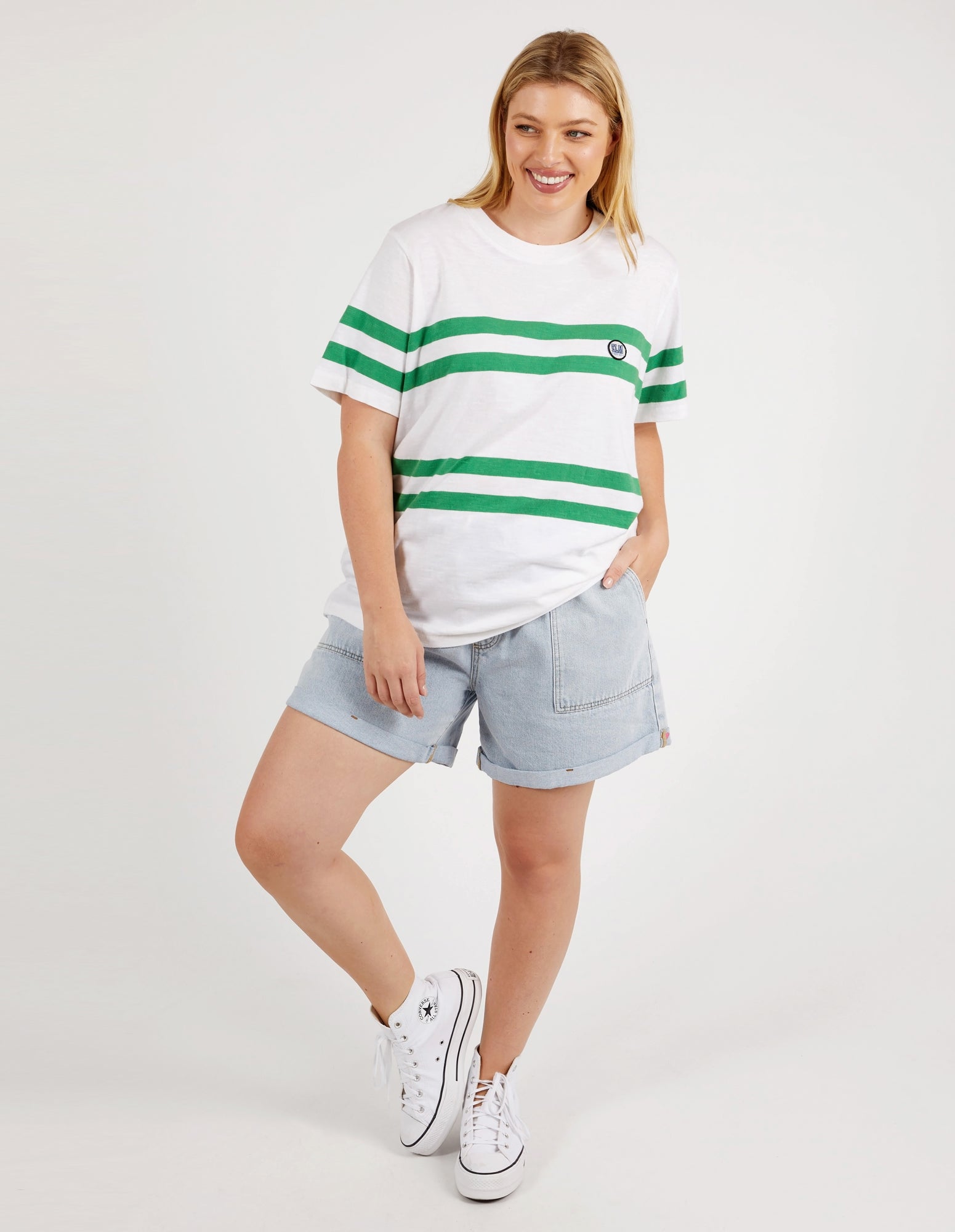 Elm Lifestyle II ALLEGRA Short Sleeve Tee - White/Green