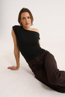 Valentina Off Shoulder Top - Black