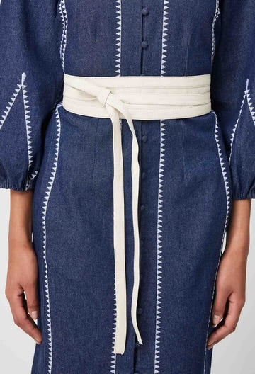 Oncewas II MILTON Wrap Leather Belt - ivory