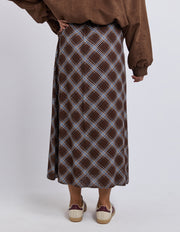 Foxwood II EDISON Check Skirt - choc