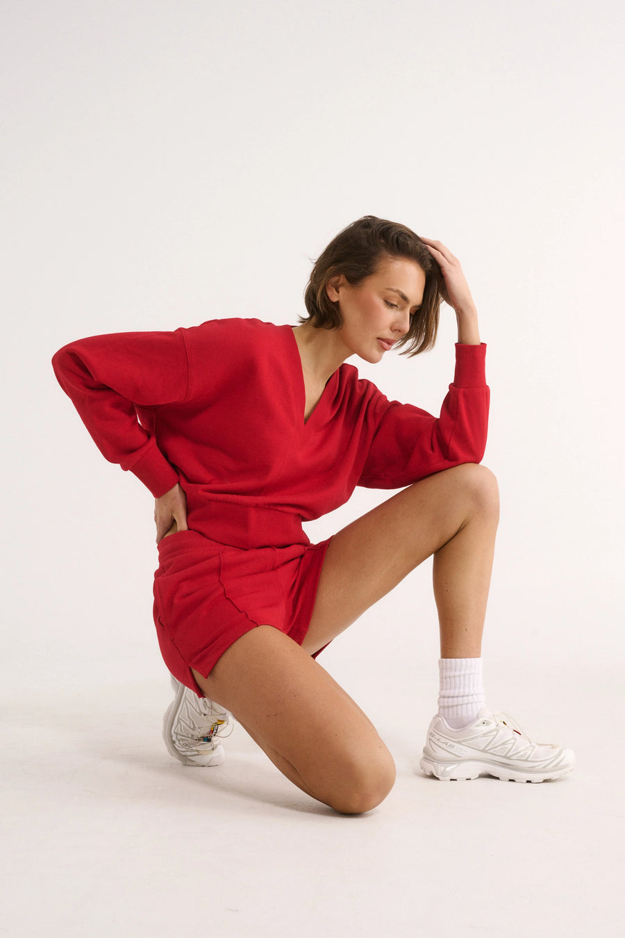 PRIMI II CHARLOTTE V NECK JUMPER - Red