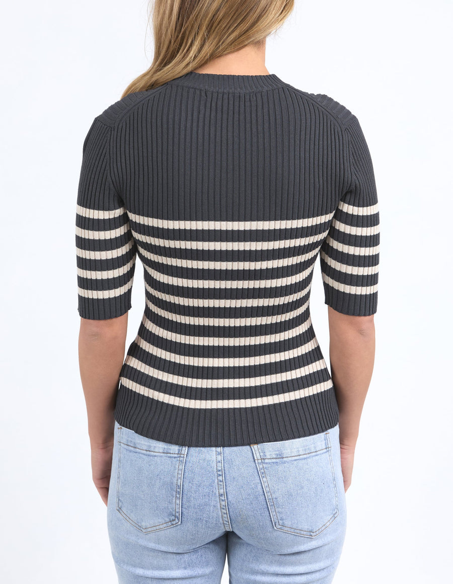 Foxwood II SYDNEY Knit Stripe Top - charcoal