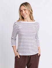 Elm Lifestyle II ELIZA Boat neck tee - choc stripe