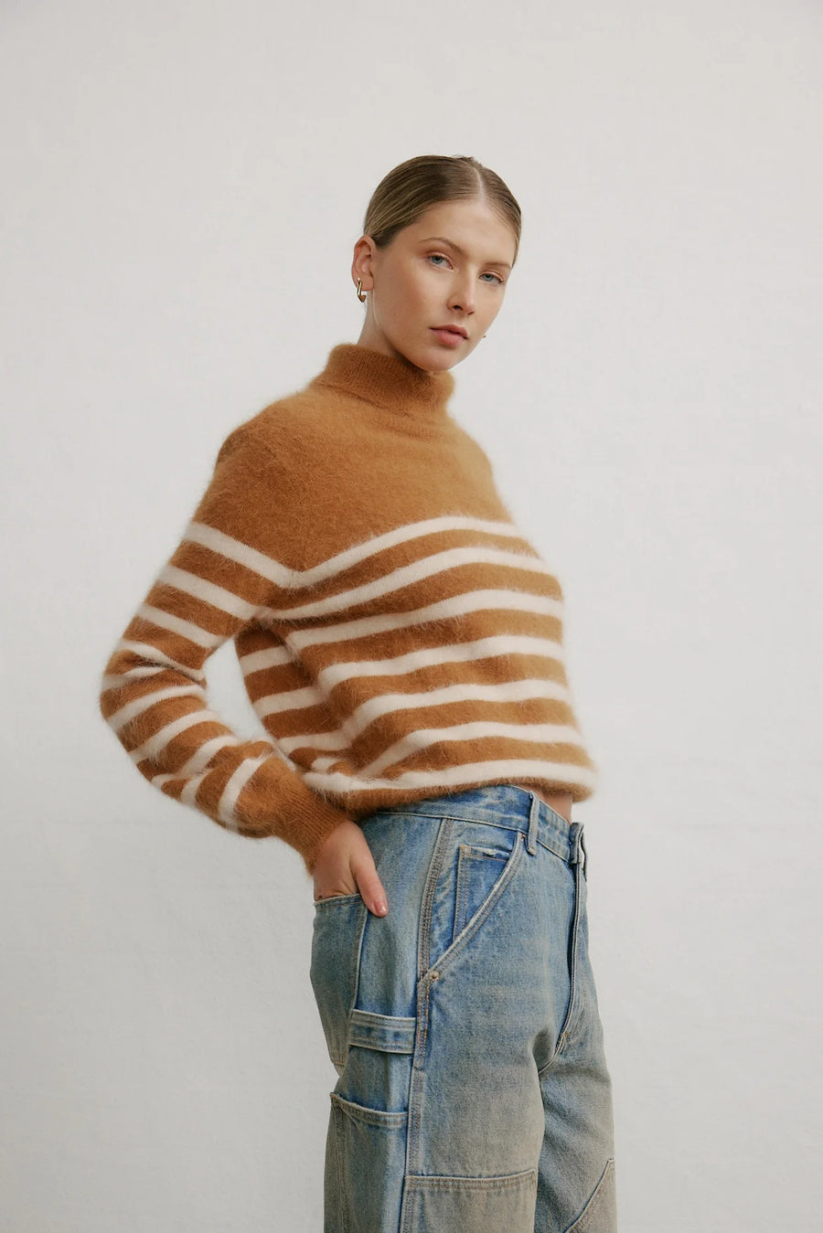 World of Nomads II Tessa Roll Neck Knit - Caramel