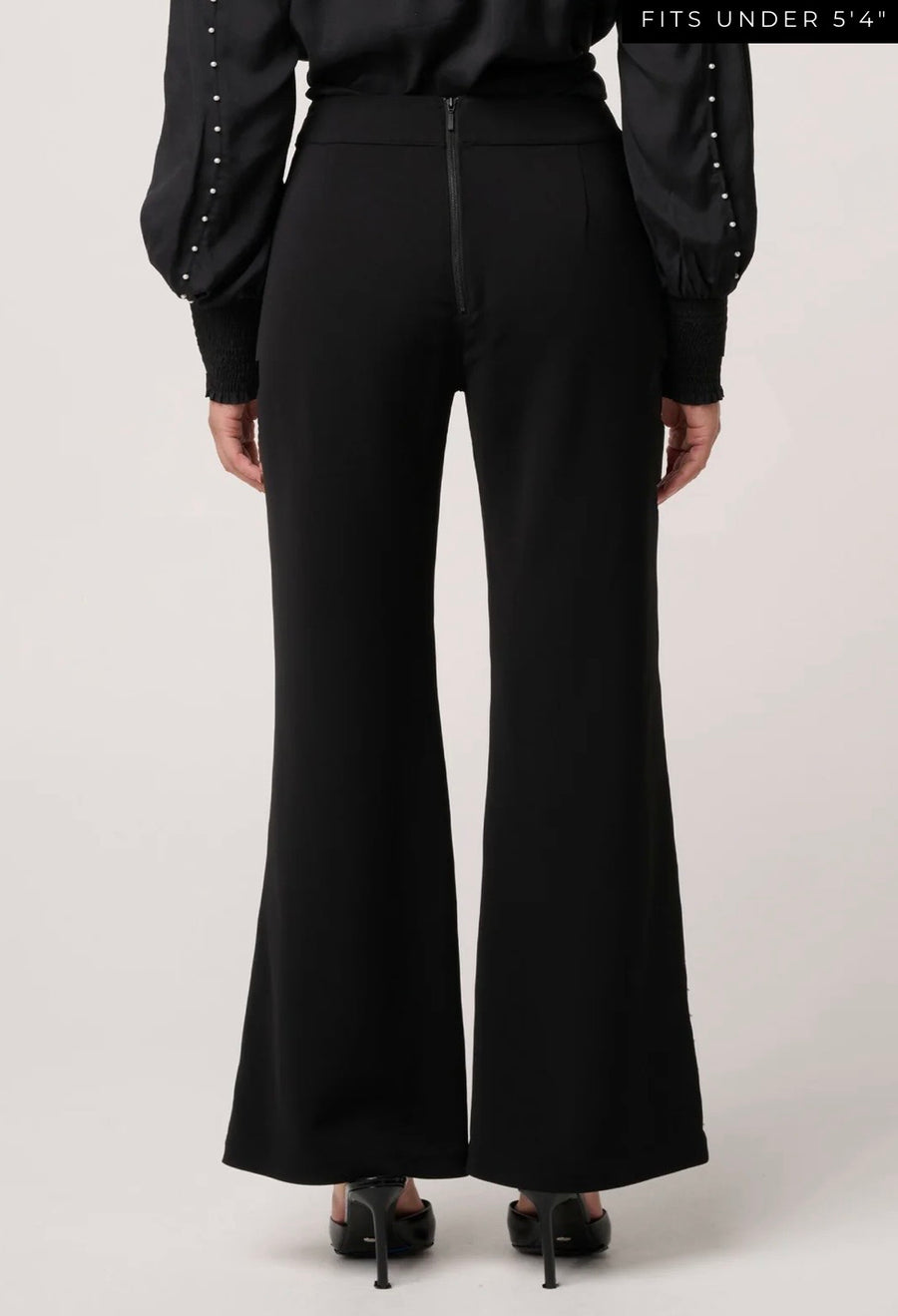 Oncewas II PETITE MARCELA PEARL EMBELLISHED VISCOSE STRETCH PANT - Black /Pearl