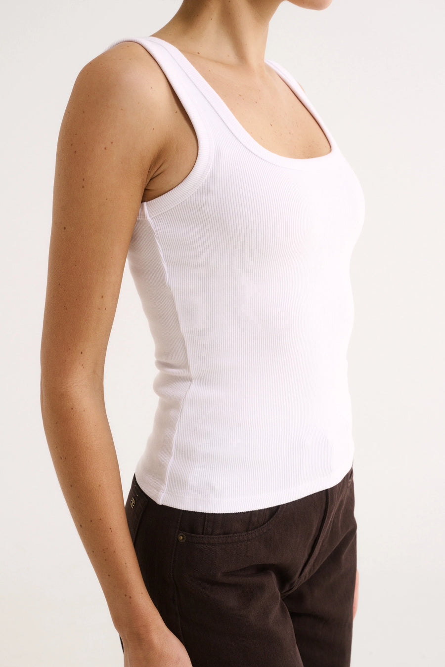 PRIMI II HARMONY SQUARE NECK TANK - White