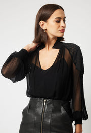 Oncewas II PHEONIX Contrast Shoulder Blouse - black