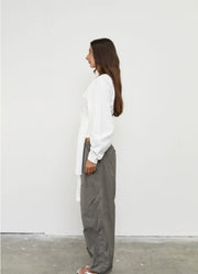 Pinky & Kamal II WAIST WRAP LONG SLEEVE TOP - White