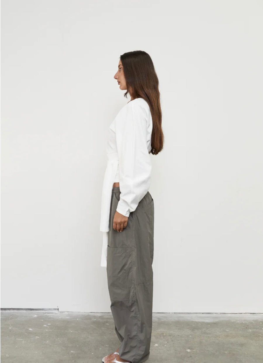 Pinky & Kamal II WAIST WRAP LONG SLEEVE TOP - White