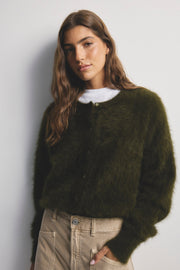World of Nomads II FRANKIE Cashmere Crew Neck Cardigan - Moss