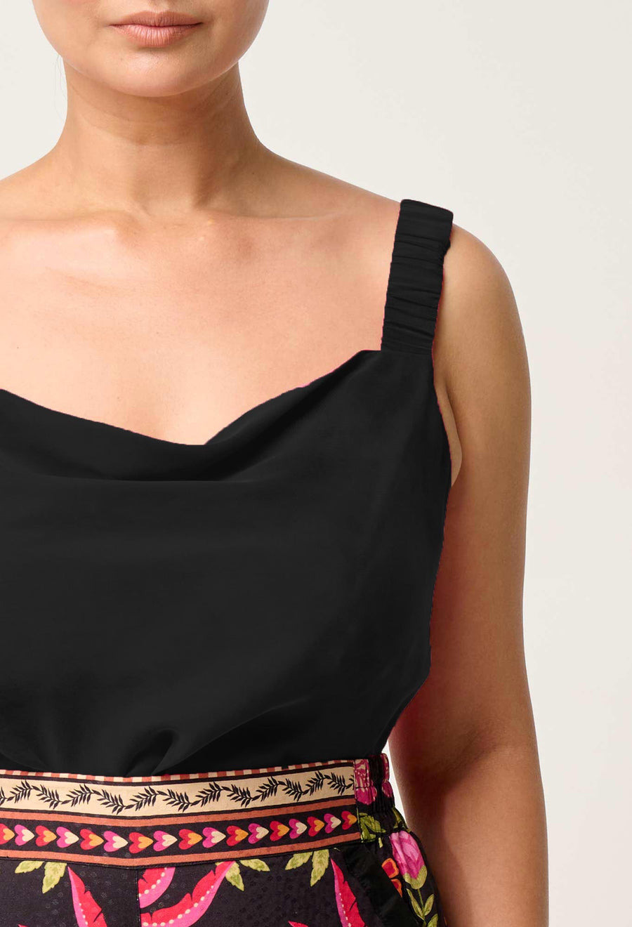 OnceWas II DELRAY Reversible Cupro Cami - Black