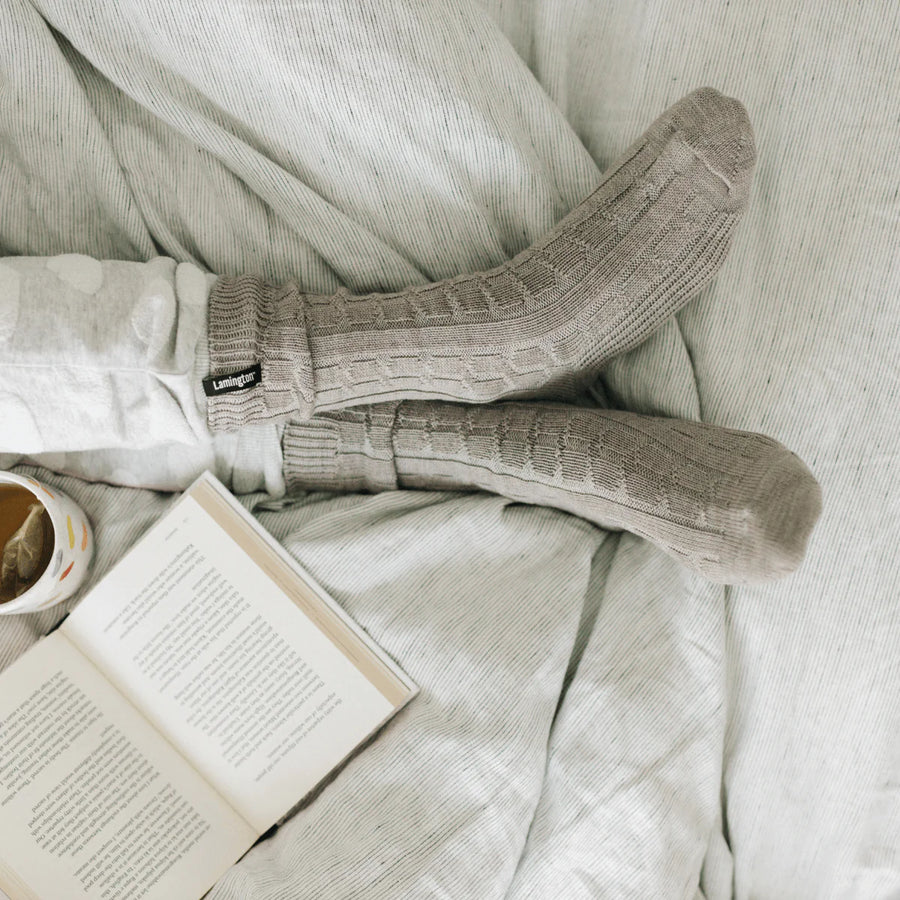 Lamington II MERINO Wool Sunday Socks Chunky Cable Knit - Bluff