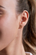 Heart Doodle Wire Stud Earrings - Gold