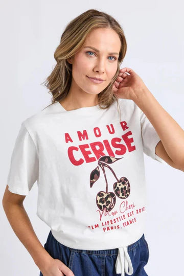 Elm Lifestyle II AMORE Cerise Cherry Tee - marshmallow