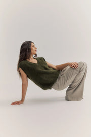 World Of Nomads II EBONY Cashmere Vest - Moss