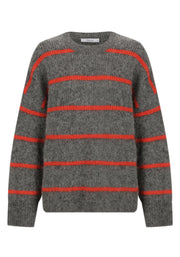 Morrison II SILAS stripe knit - charcoal/red