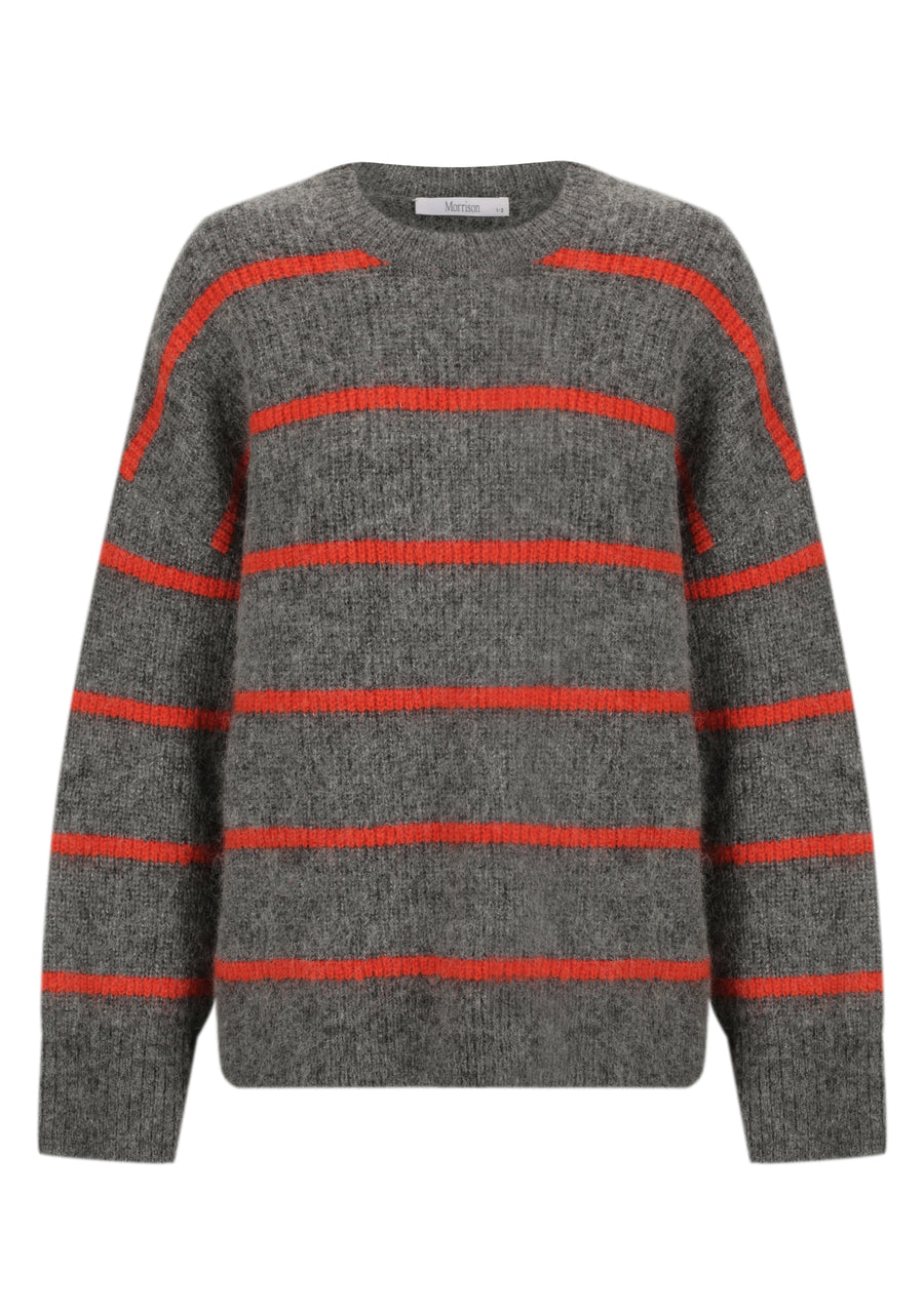 Morrison II SILAS stripe knit - charcoal/red