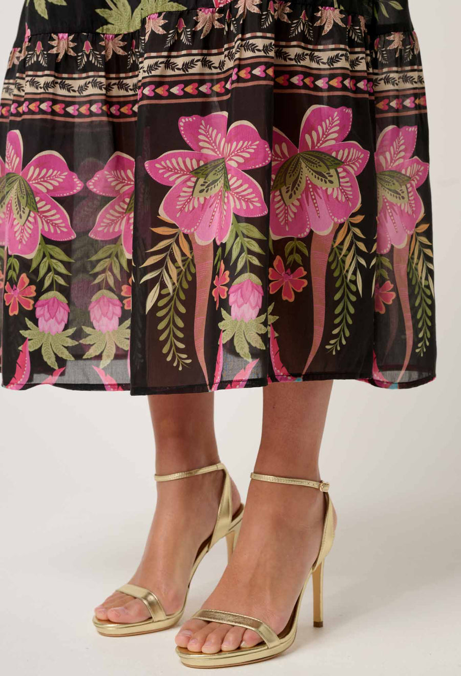 OnceWas II CORDELIA Placement Silk Cotton Skirt - Anthos Lotos