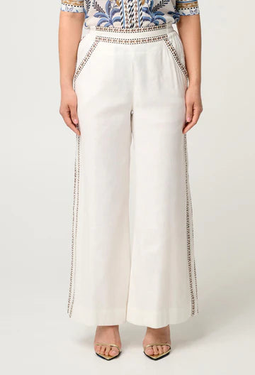 Oncewas II Petite - ZARA Trim Detail Pant - ivory