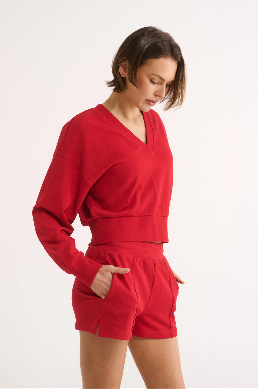 PRIMI II CHARLOTTE V NECK JUMPER - Red